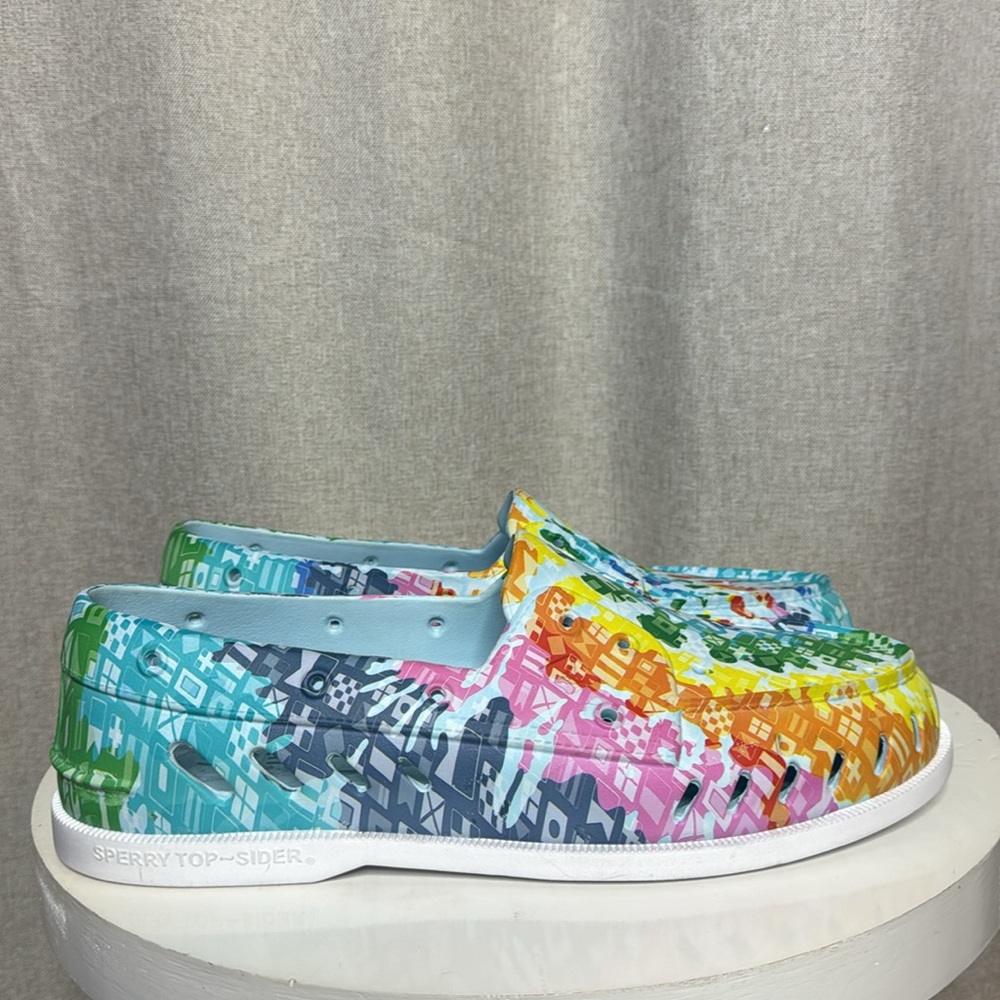 SPERRY TOPSIDER FLOAT BOAT SHOES RAINBOW GRAPHIC MENS SIZE 13 SLIP ON DECK SHOES - Picture 7 of 13